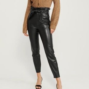 A&F Ultra High Rise Faux-Leather Paperbag Pants